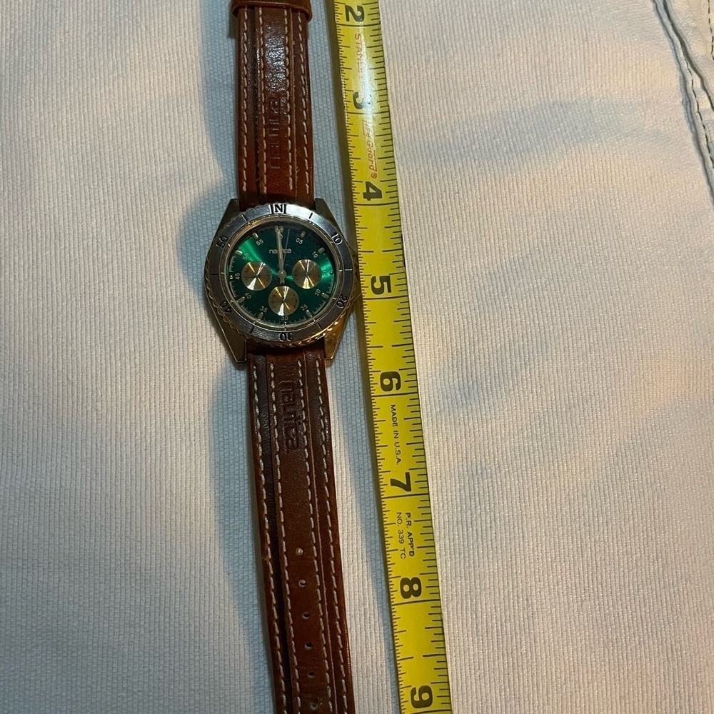 Vintage 90s Nautica Emerald Dial Quartz Diver Watch Used needs battery - Picture 7 of 9